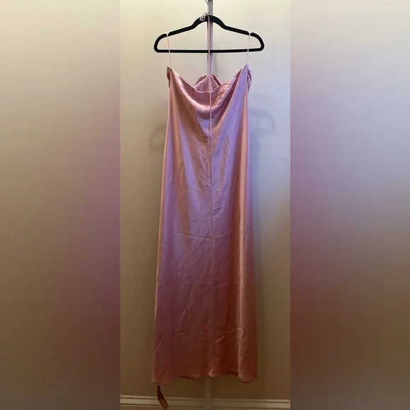 NEW Reformation Valora Satin Halter Dress Sz 12 Babygirl Pink - Picture 2 of 10